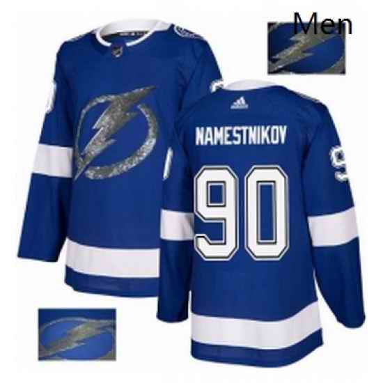 Mens Adidas Tampa Bay Lightning 90 Vladislav Namestnikov Authentic Royal Blue Fashion Gold NHL Jersey
